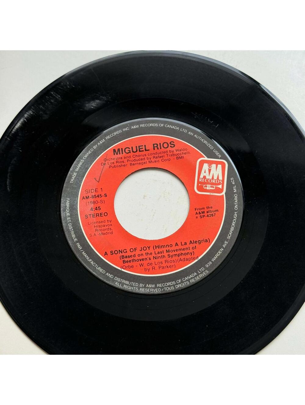 Miguel Rios - Himno A AL Alegria/A Song of Joy 45rpm VG+ R9